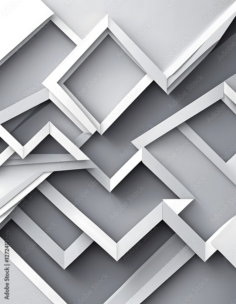 Poster abstract architectural gray tones and overlapping frame structures