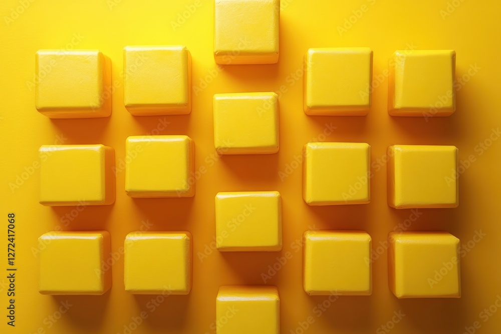 Aufkleber Workflow Automation and Process Management Flowchart with Wooden Cubes on Yellow Background