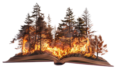 PNG Forest fire spreading flames trees forest.