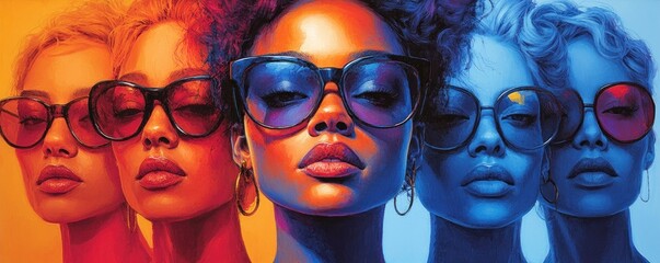 Obraz premium Vibrant Collage of Portraits Showcasing Generational Diversity and Expressions