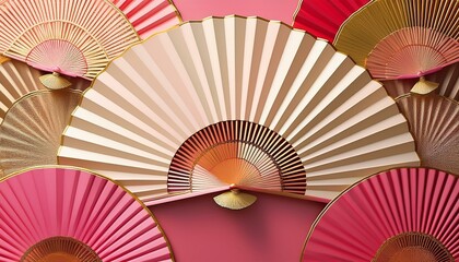 ひな祭りの雅やかな扇子と和柄背景 | 高画質

