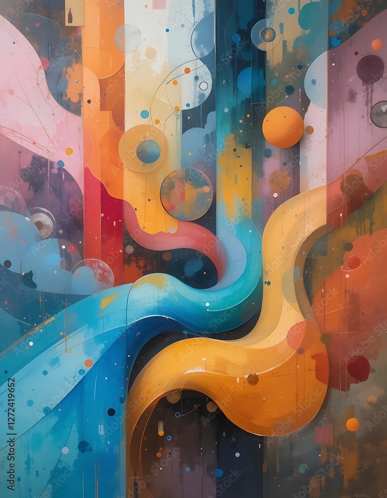 Poster harmonic convergence, an abstract exploration of color and form dynamics