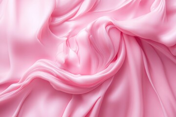 Pink silky fabric folds and swirls. Perfect for beauty, fashion, or luxury product backgrounds.