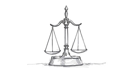 Hand-Drawn Justice Scales Illustration, Legal Symbol