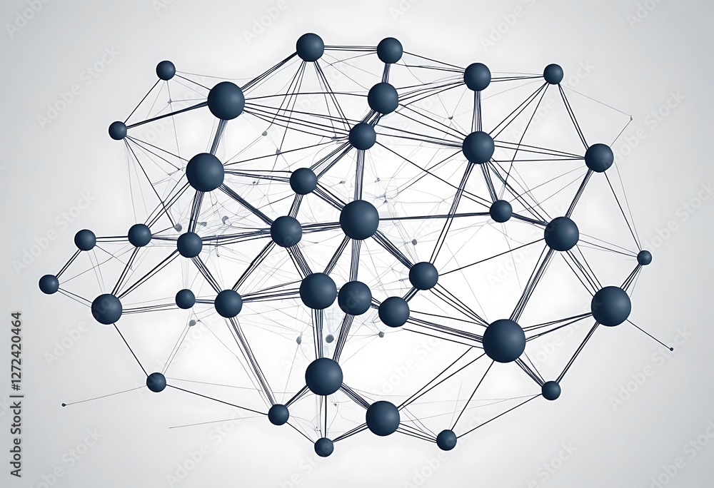 Poster intricate network of interconnected spheres creating a complex web