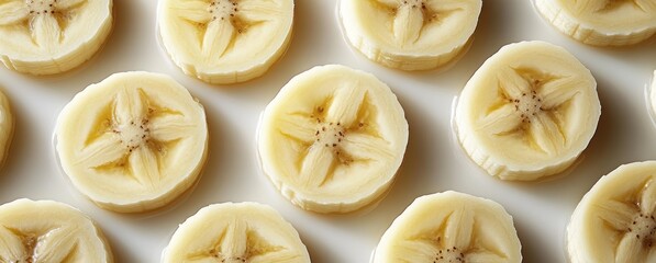 Fresh Ripe Banana Slices Collection on White Background