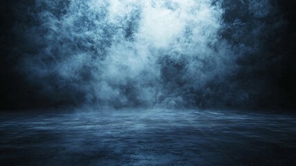 Dark smoky stage background, empty floor, dramatic lighting, ideal for product display
