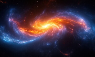 Vibrant Spiral Galaxy with Stars and Cosmic Background in Digital Art