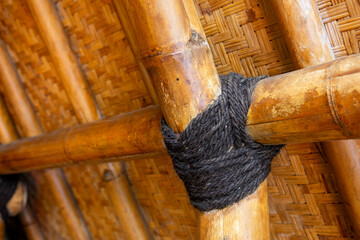 palm fiber rope for binding bamboo, helping to strengthen the structure of traditional buildings