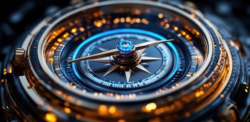 Futuristic Compass Design for 2025, Symbolizing Business Success and Direction