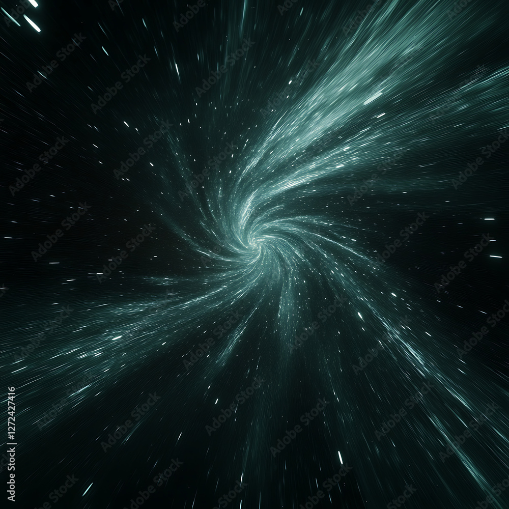 Poster hyperspace gateway portal of light and energy illuminating the cosmos through space time continuum.