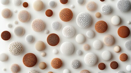 Elegant 3D rendered scientific depicting an abstract pattern of cellular or molecular structures in a minimalist organic design