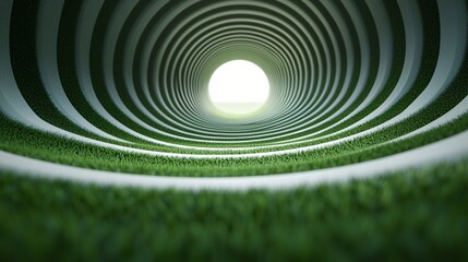 Fototapeta premium Green spiral tunnel leading to light. Background use website design