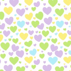 Seamless pattern of colorful hearts for romantic backgrounds, cards, gifts