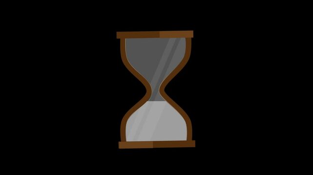 Rotated Sandwatch animation with transparent. 4k footage video traditional clock