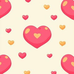Seamless pattern of hearts on a cream backdrop, used for wallpaper, for love, marriage and Valentine's Day