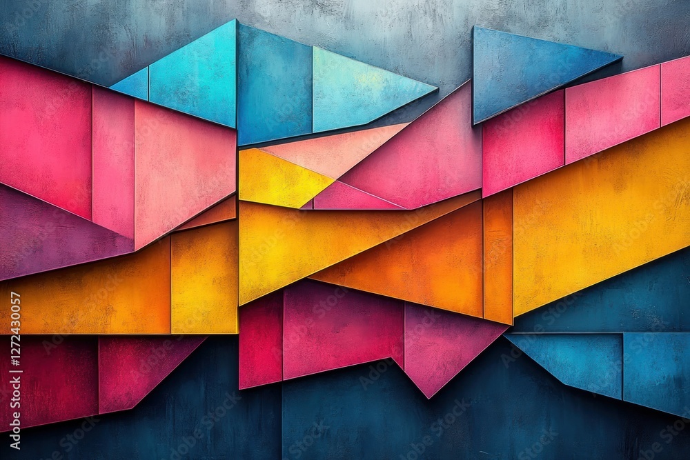 Poster abstract vibrant composition with bold colors and sharp angular shapes for modern design