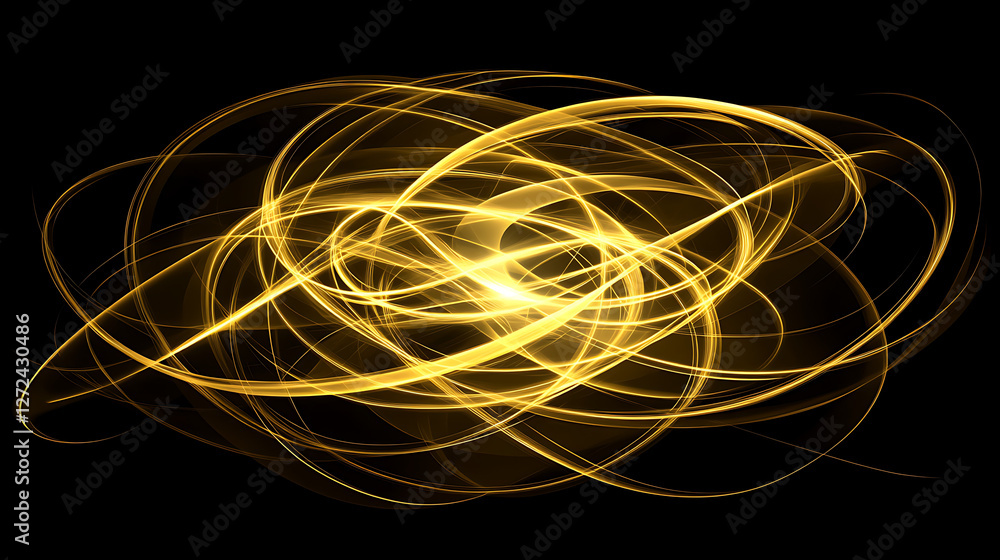Poster luminous golden orb energetic swirls of light dynamic abstract design on dark background image