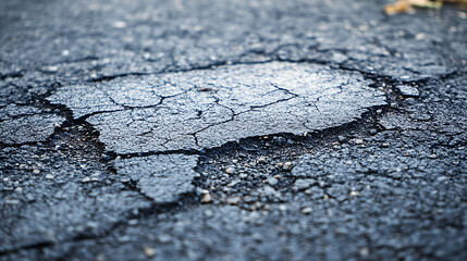 Obraz premium Close Up Of Cracked Asphalt Road Surface