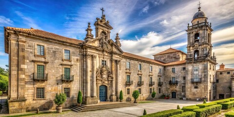 Obraz premium 4K photography showcases the majestic Convent of San Francisco, a historic monastery in Pontevedra, Spain.