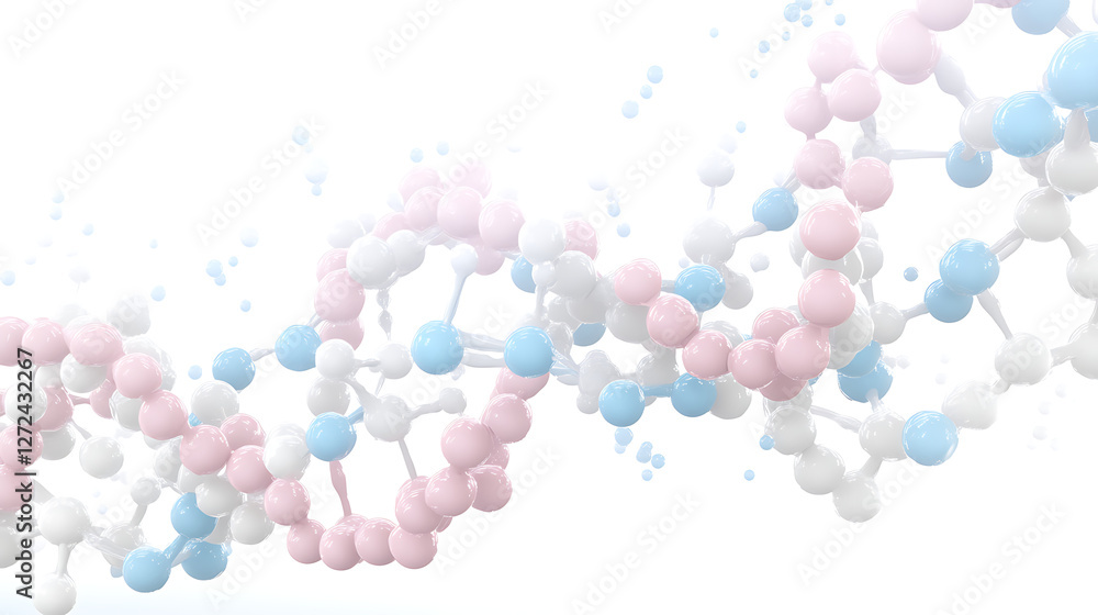 Poster molecular structure strand with transgender flag colors and scientific element combination 3d render