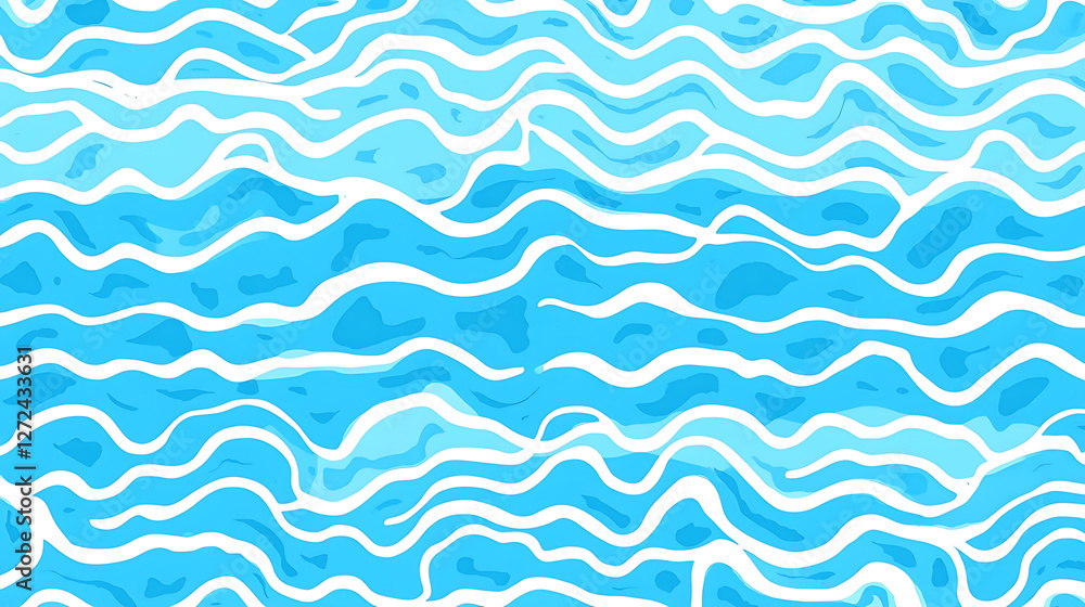 Aufkleber ocean water surface with light reflections and flowing waves artistic vectorized pattern style.