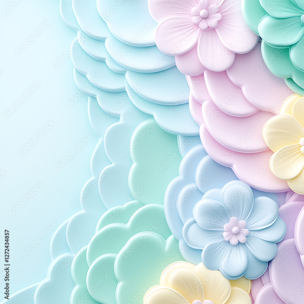 Aufkleber pastel petal patterns in soft hues with round shapes a delicate and whimsical abstract design.