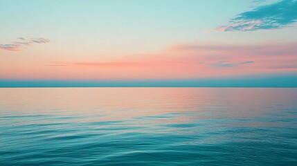 Obraz premium Serene Ocean Sunset Pastel Sky Peaceful Waterscape