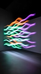 Wall Art. A vibrant, colorful light display in an interior space projecting patterns creating a unique ambiance