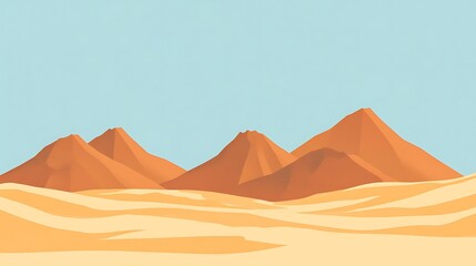 Desert Landscape Featuring Three Orange Mountains