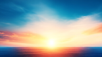 Radiant Horizon Light Ocean and Sky Scenery in the Early Morning Dawn Peaceful Nature View.