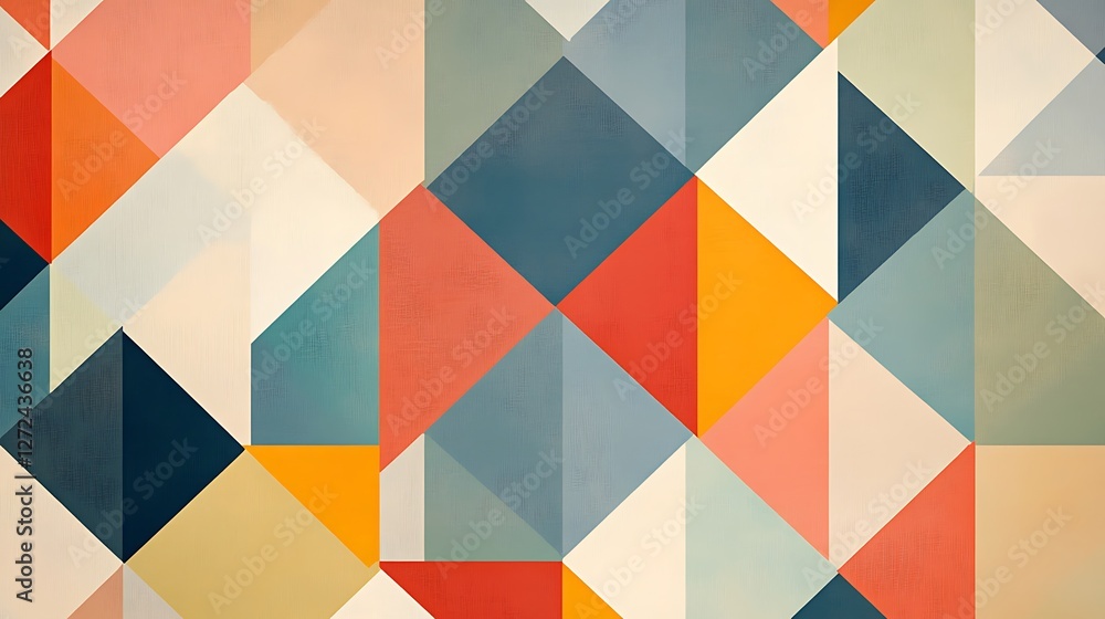 Poster abstract geometric pattern with warm hues and triangles