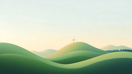 Obraz premium Serene Hot Air Balloon Over Rolling Green Hills