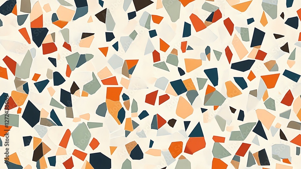 Poster abstract terrazzo pattern colorful irregular shapes