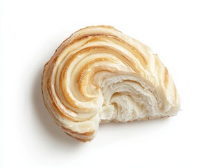 Flaky Danish Pastry with a Swirl Design on a White Background