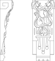 sketch vector silhouette illustration cornice column carving pattern decoration ornament classic ethnic traditional 