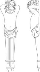 sketch vector silhouette illustration cornice column carving pattern decoration ornament classic ethnic traditional
