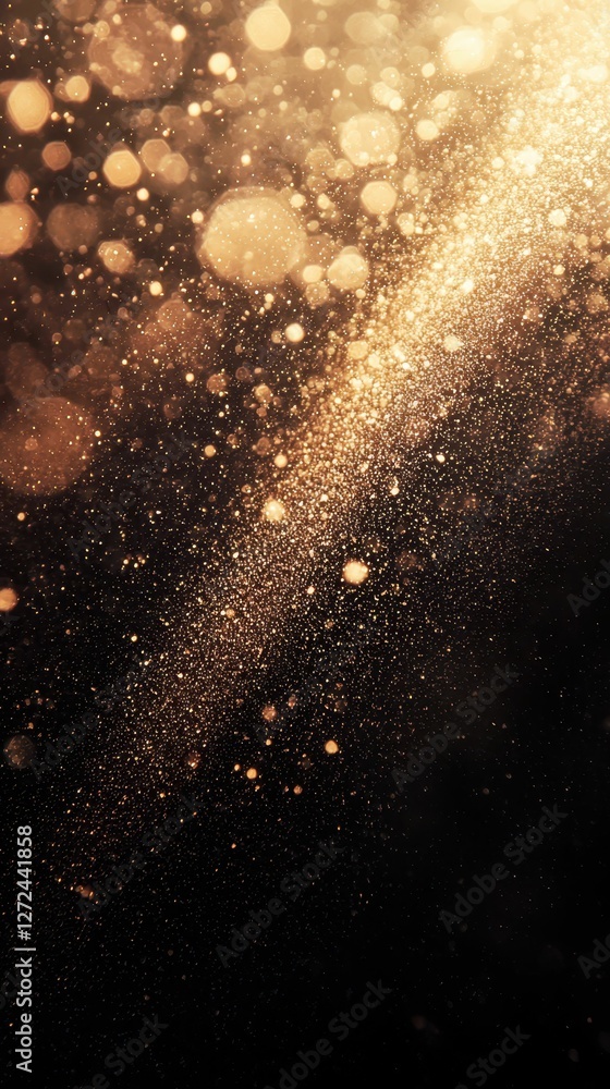 Poster captivating macro shot of illuminated dust particles in motion