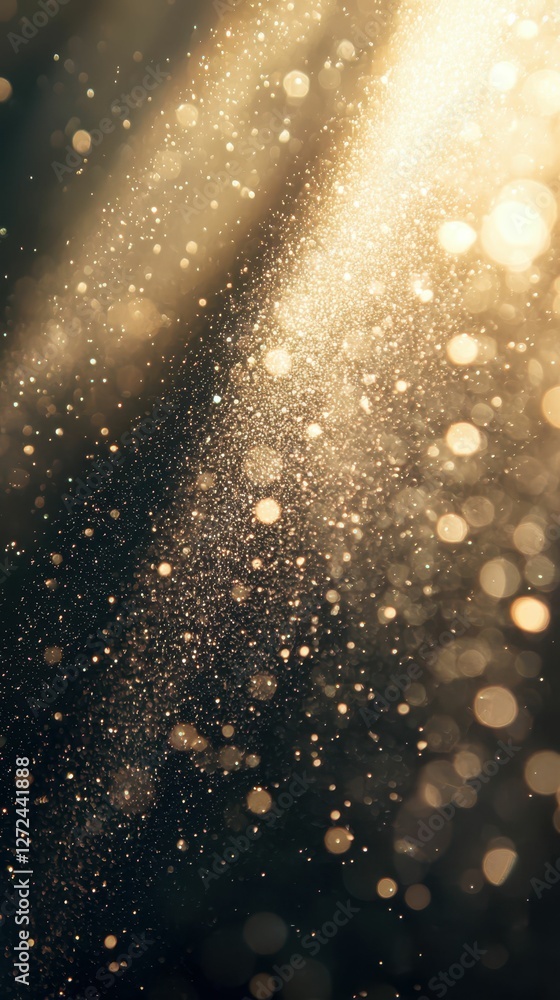 Poster captivating macro image of illuminated dust particles dancing light