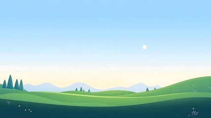 Obraz premium Serene Green Hills Under a Calm Blue Sky