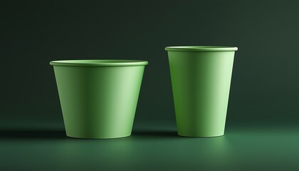 Two green eco friendly paper cup recycle mockup packaging