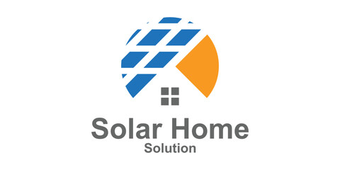 logo design combination of solar panels with houses, logo for environmentally friendly energy, electricity, volts, sun, symbol, icon, idea, creative.