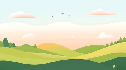 Obraz premium Serene Rolling Hills Landscape Under a Pastel Sky