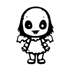 Whimsical Ghost Girl Vector Illustration