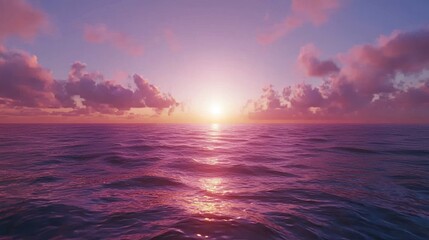 Obraz premium Vibrant pink sunset over calm ocean.