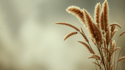 Golden Wheat in a Soft, Blurred Landscape

