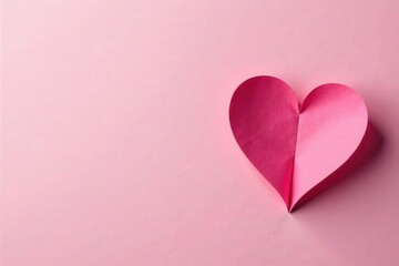 Obraz premium Delicate paper heart, pink backdrop Symbol of love , feeling, romantic, cute