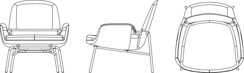 silhouette vector sketch illustration of modern chair detail design for relaxing at home and working 