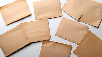 Assorted Blank Paper Sheets with Soft Beige Color on White Background