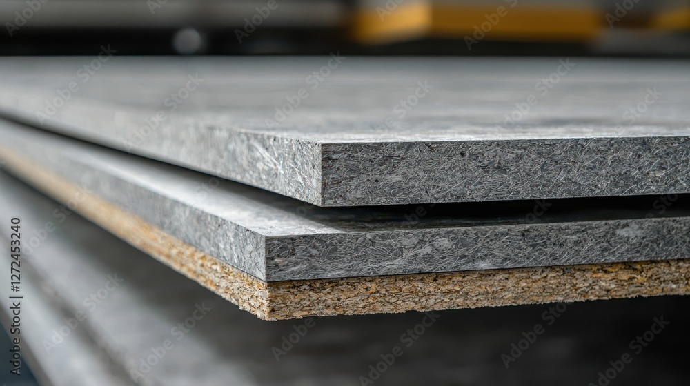 Poster close-up view of composite fireproof panel for building applications